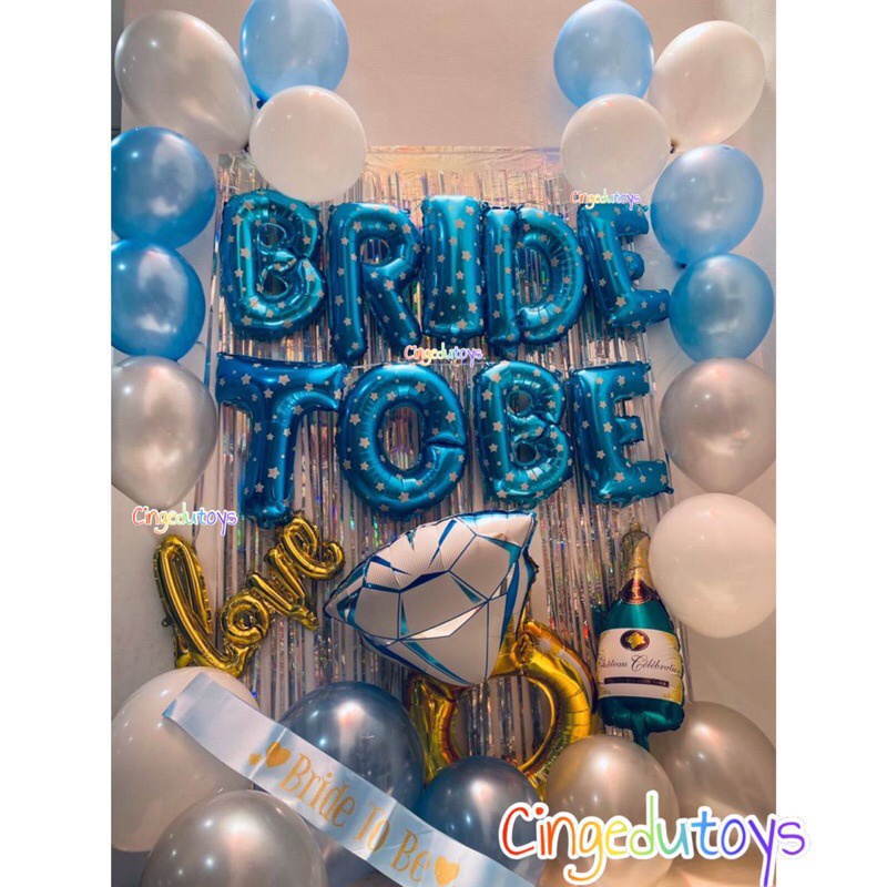 Paket Set dekorasi bridal shower simpel balon bride to be full set LENGKAP BIRU