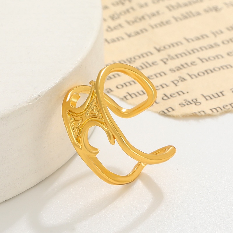 Vintage Printed Triumphal Arch Double ring Baroque Double C Open Finger ring Cincin Huruf Untuk Wanita Dan Pria