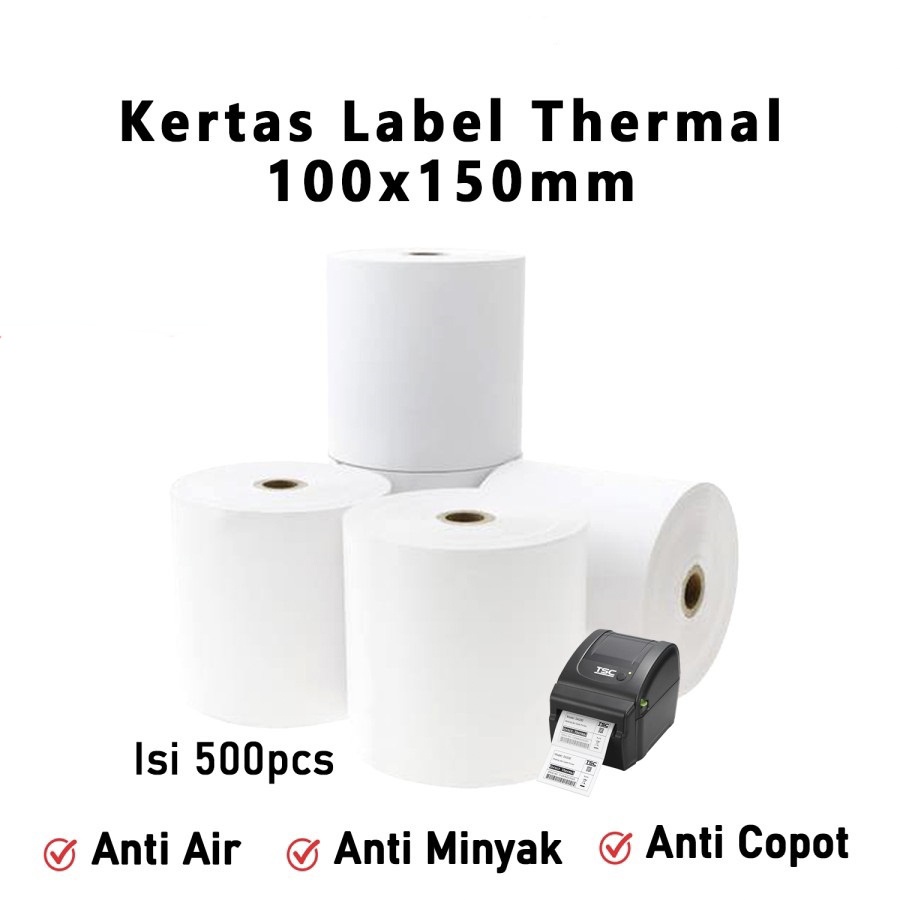

Kertas Thermal Sticker Label Barcode Roll A6 100x150 mm isi 500pcs