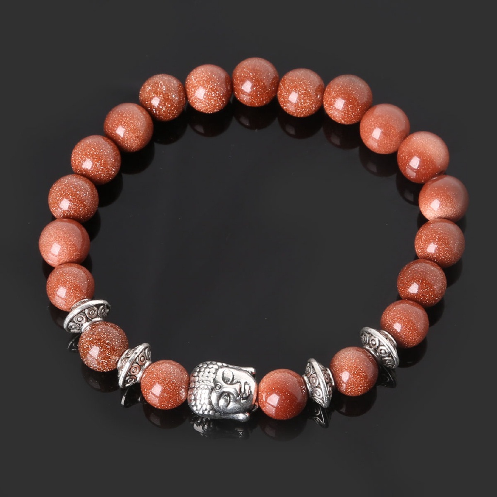 Gelang Natural Gold Sand Stone Lucky Bless Buddha