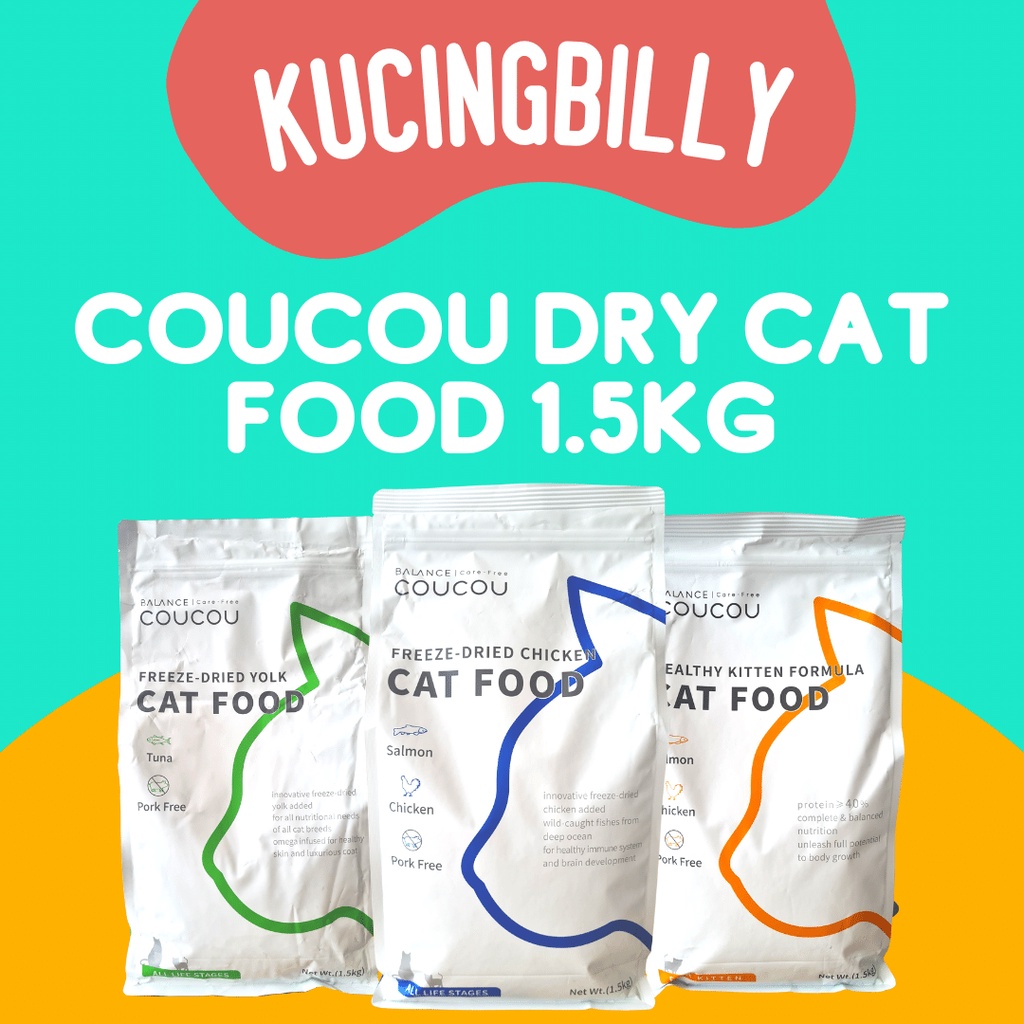 Coucou dry food 1.5kg all life stages dan kitten makanan kering kucing