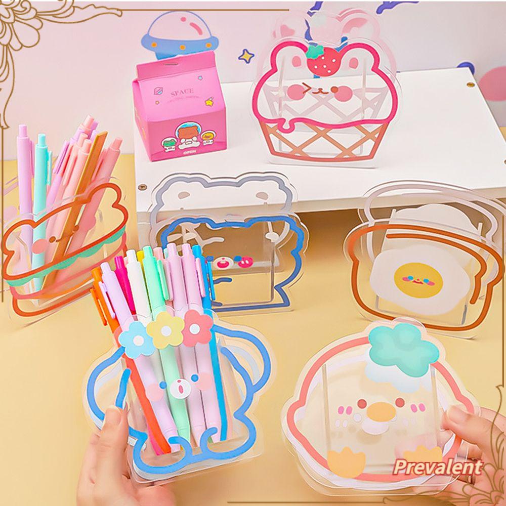 Preva Tempat Pulpen Akrilik Kawaii Lucu Box Coaster Klip Penyimpanan Kosmetik Kreatif Desktop Organizer