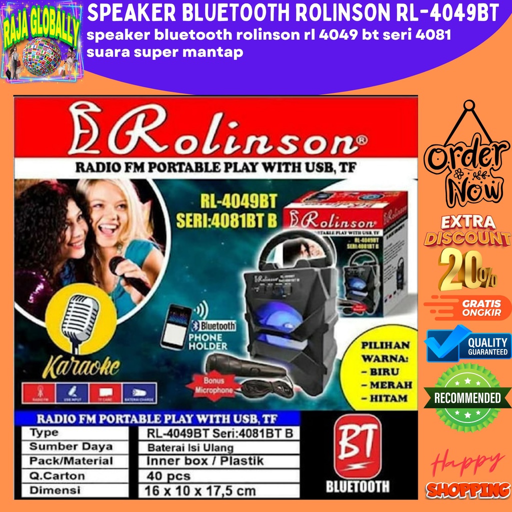 SPEAKER BLUETOOTH ROLINSON RL-4049BT GRATIS MIC SPEAKER RADIO ROLINSON SPEAKER BLUETOOTH MESIN BLUET