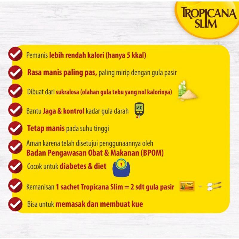 Tropicana Slim Sweetener Saxhet Diabetasol Stevia Gula Rendah Kalori murah