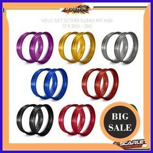 parts Velg Velk Peleg SET Depan Belakang SUPERMOTO SCT MX MT Hole 36 17 x 300 350 Biru Gold Hijau Hi