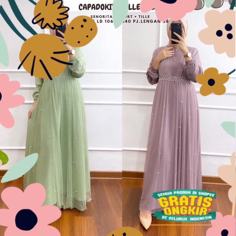 [ORI] Capadokiya Tile Dress/Dress Tulle Ld 100 110 120/Dress Kondangan/Dress Maternity/Dress Bumil/D