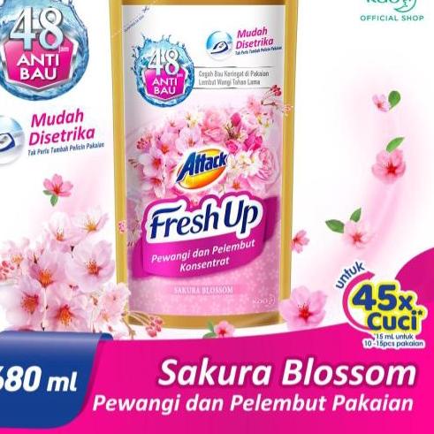 Kualitas Premium Attack Fresh Up Softener Pewangi Pelembut Baju Sakura Blossom 680 mL