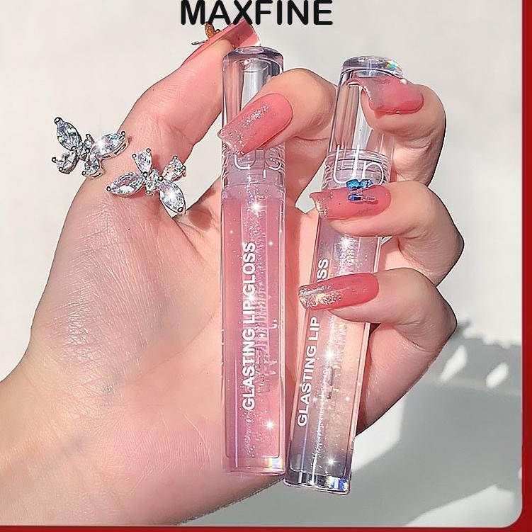 ❅ Maxfine ❤ Lip Gloss/glasir bibir cahaya air kilatan halus Lipstick ❆
