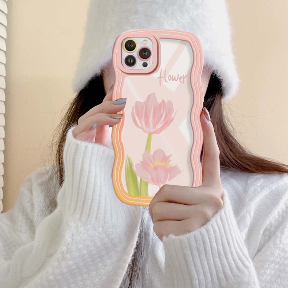 Samsung A04E A04S A04 A52 A52S A10 A21S A32 A23 A71 Lukisan Cat Minyak Tulip Kelinci Motif Gelombang Tepi TPU Phone Case Cover DGX