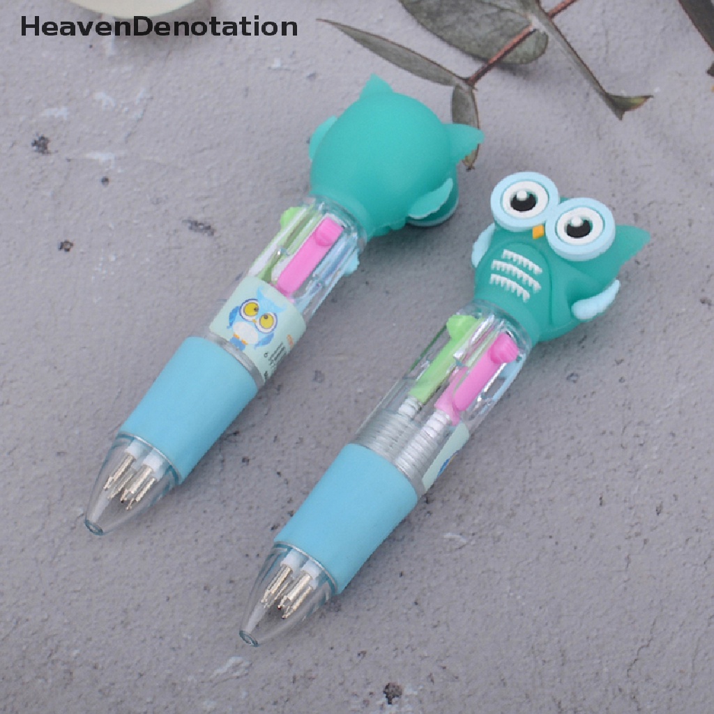 [HeavenDenotation] 4warna Kartun Hewan Ballpen Multicolor Ballpoint Pulpen Lucu Mini Pulpen Baru Hadiah Siswa Kantor Sekolah Perlangkapan Wrig HDV