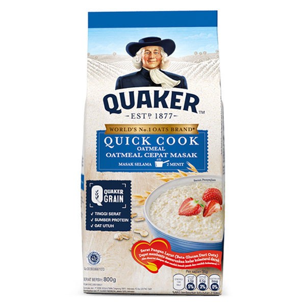 

Quaker Quick Cooking Oatmeal Bag 800 Gr