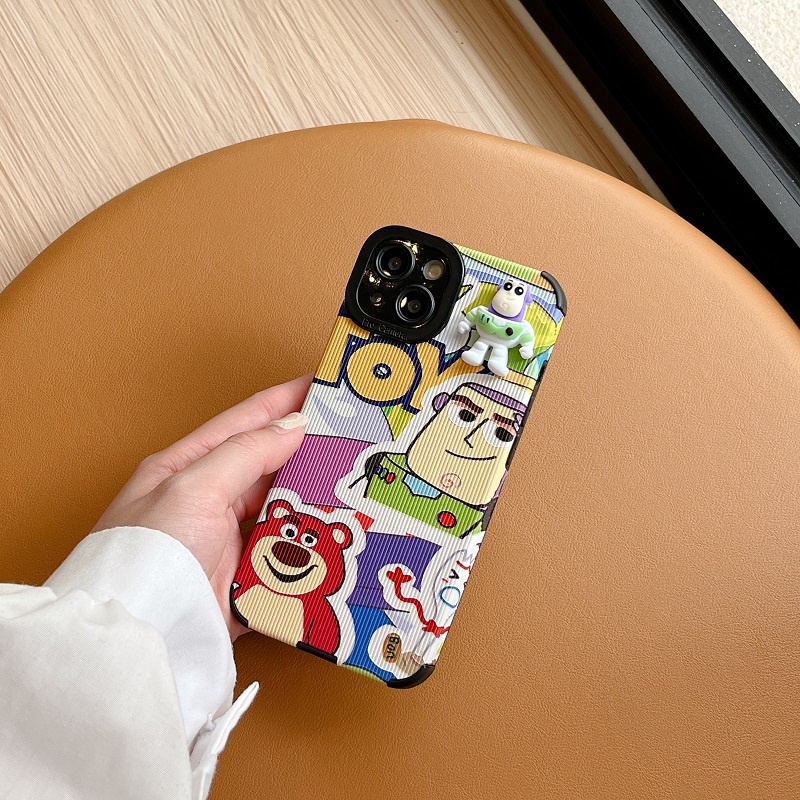 IPHONE Soft Case Perlindungan Serat Vertikal Kartun Untuk Iphone14Pola Stereoskopik13 12 11 Pro maxX XR XS Max7 8 Plus
