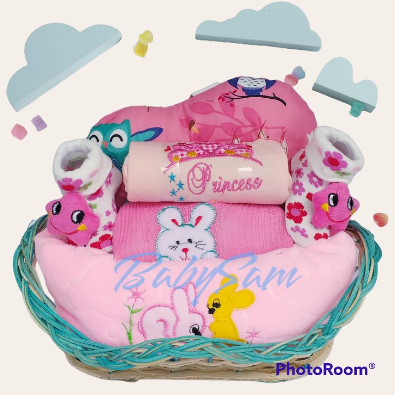 Parcel Bayi Keranjang Rotan Premium || Parcel Bayi BabySam Cewek dan Cowok Murah || Kado Kelahiran Bayi || Hampers Bayi Keranjang
