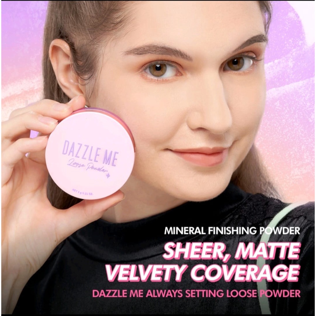 DAZZLE ME Always Setting Loose Powder BPOM | Super Soft Smooth Bedak Tabur Natural Translucent Kosmetik