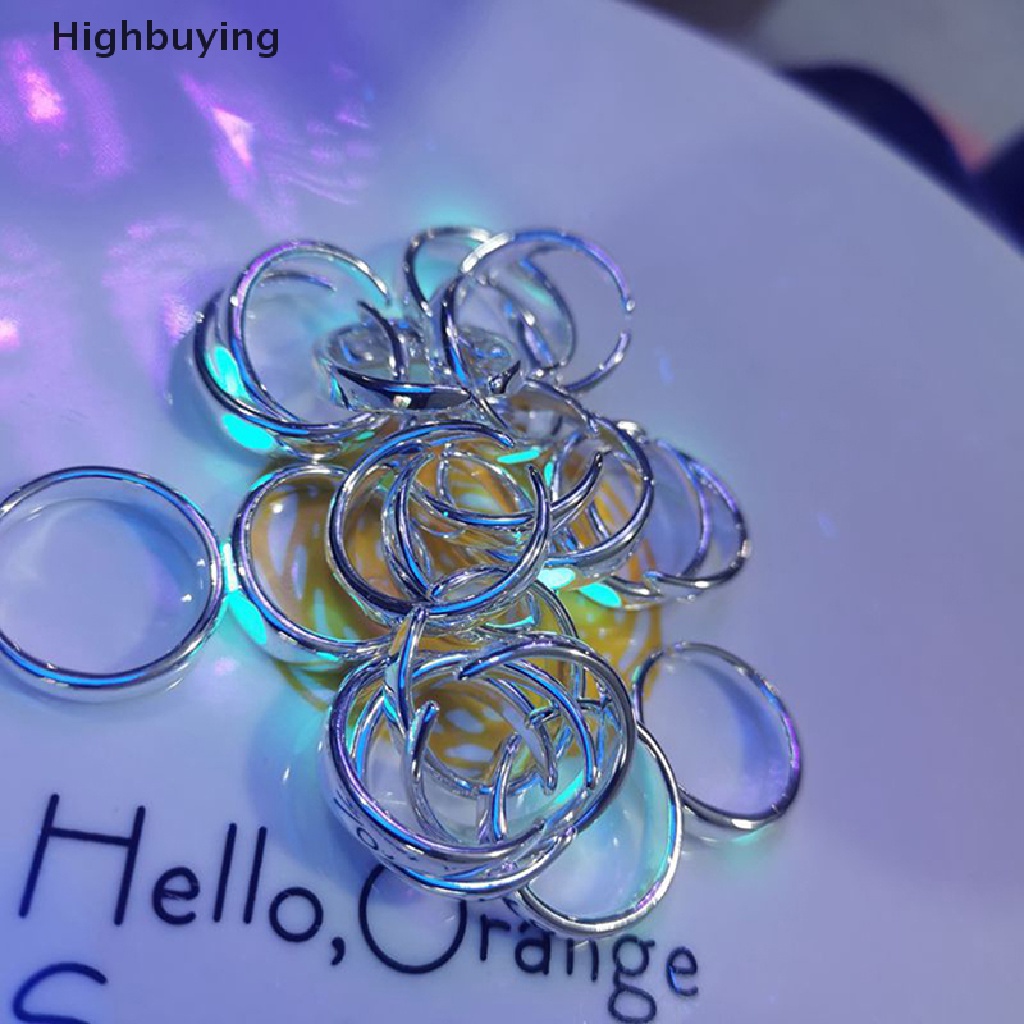 Hbid 1pasang Mode Baru Cinta Jantung Cincin Pembukaan Adjustable Retro Fluorescent Rings Bercahaya Pasangan Jantung Cincin Vintage Jari Gadis Pesta Perhiasan Hadiah Glory