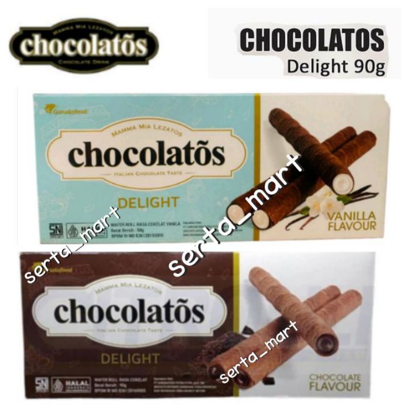 

Chocolatos Delight Wafer Roll 90gr - Wafer Stick Cokelat / Vanilla