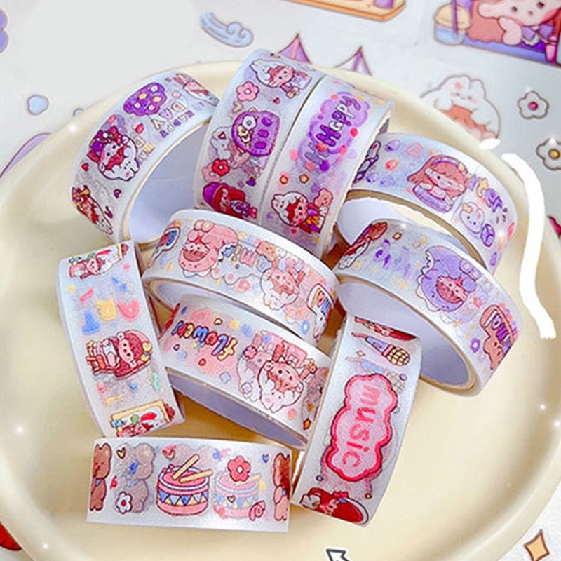 14pcs Set Stiker Tape Deco Seri Kartun Gadis Stiker Kotak Banyak Motif Jepang Untuk Scrapbooking