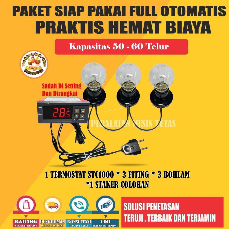 Paket Siap Pakai STC1000 Kapasitas 50-60 Butir Telur