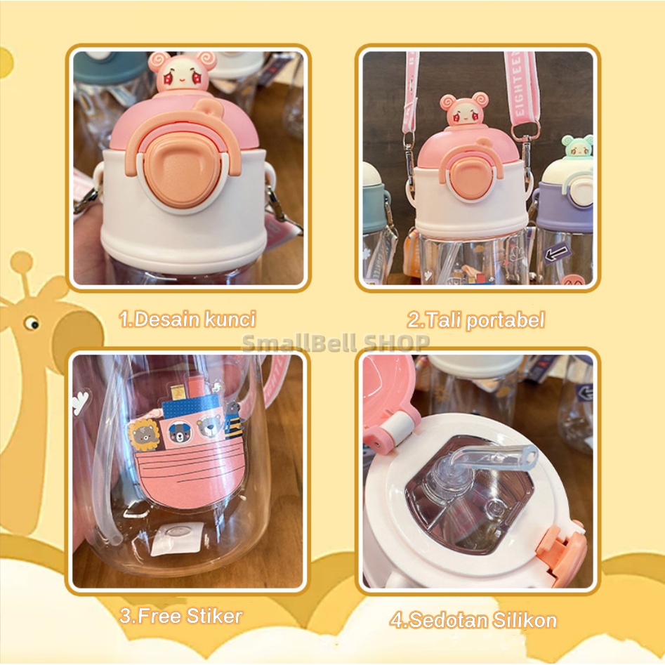[SmallBell SHOP]BOTOL JERAMI ANAK / Botol Minum Anak/Karakter Rabbit Bear Tutup Clip / Import / Botol Minum Bayi Gelas Anak Balita Training Cup Baby Viral / Botol Minum Bayi Sedotan Lucu Anak / Botol Kartun