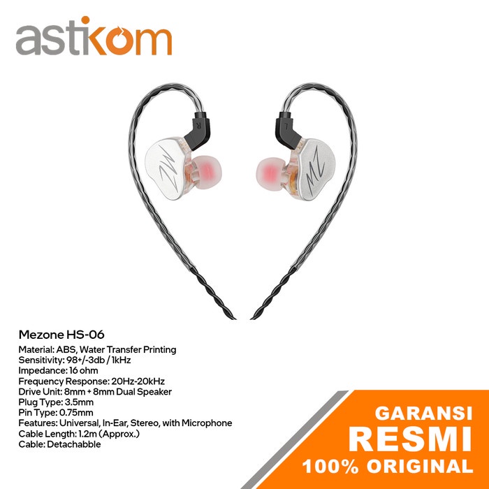 Mezone HS-06 IEM Earphone with Mic In Ear Monitor Dual Dynamic Driver