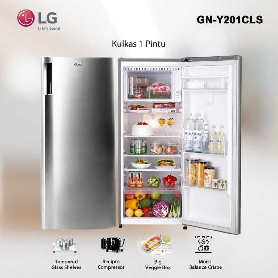 LG GN-Y201CLS / GNY201CLS Lemari Es 1 Pintu 196 L