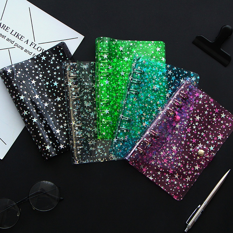 

[FS] A5 A6 Sequin Binder 6 Ring & Star Transparan Manik Bintang Colorfull Sequins