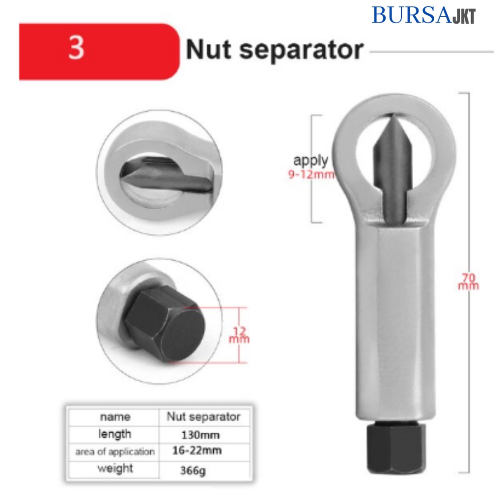 NUT SPLITTER PEMBUKA BAUT RUSAK KARAT NO 1 - 4