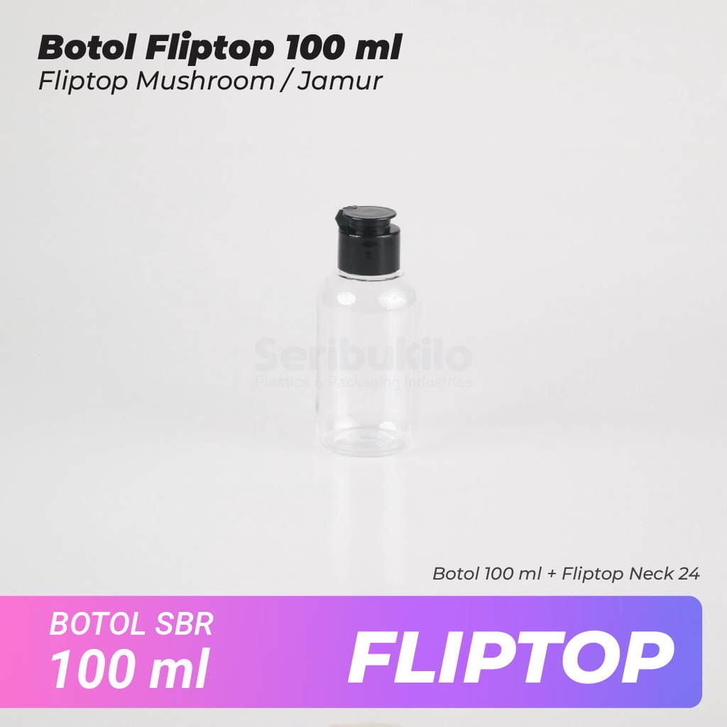 Botol Fliptop SBR 100ml/Botol PET 100ml Fliptop Mushroom/Jamur SBR