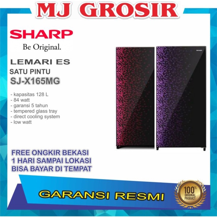 KULKAS SHARP SJX 165 MG LEMARI ES 1 PINTU SJX165MG SJX 165MG SHINE ORIGINAL