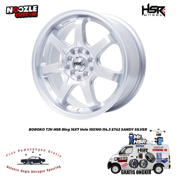 VELG HSR R16 LOBANG 5 TYPE BOROKO TJH LEBAR 7 RATA PELEK MOBIL RACING RING 16