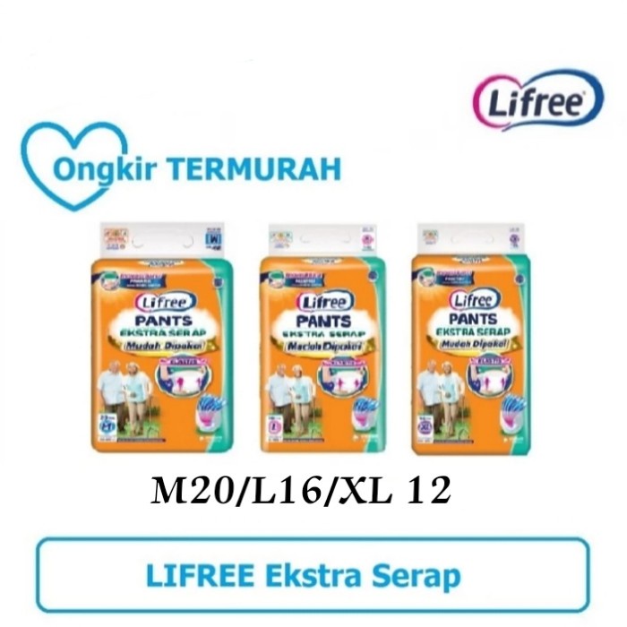 Diaper Lifree Extra Serap M20/L16/Xl16 Lifree Popok Celana Extra Serap