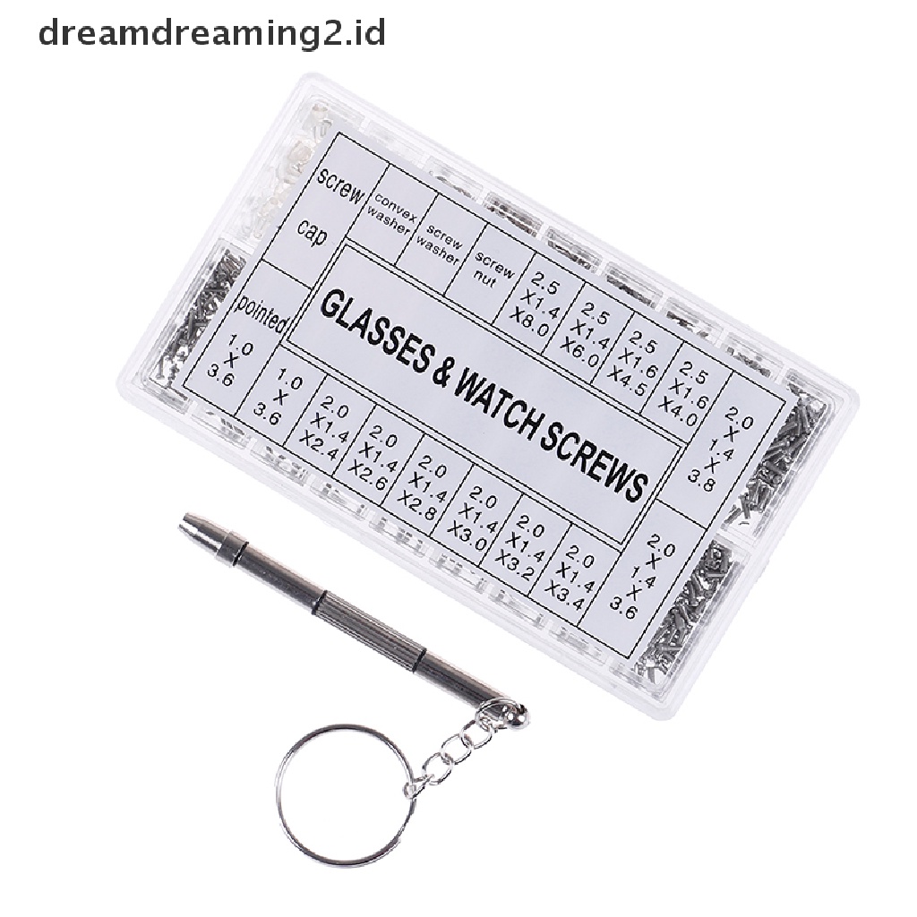 (dream) 1000 Pcs Sekrup Kecil Mur &amp; Obeng Jam Tangan Kacamata Reparasi Tool Kit New  .