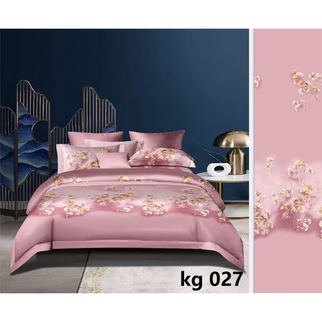 Kain sprei Katun Jepang Bunga Jamur Pink