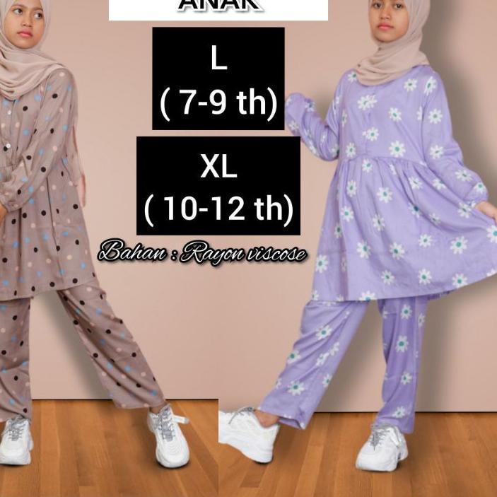 ❆ STELAN ANAK RAYON VISCOSE PREMIUM 12TH / SETELAN MUSLIM ANAK / ONE SET ANAK PEREMPUAN LUCU CANTIK 