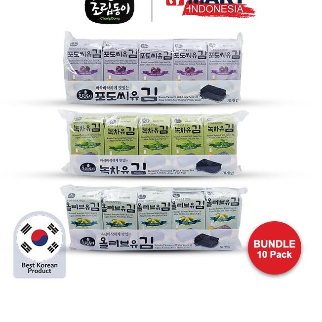 

♥ Choripdong Roasted Seaweed - Rumput Laut Asli Korea 1 Bundle 10 Pack ☑