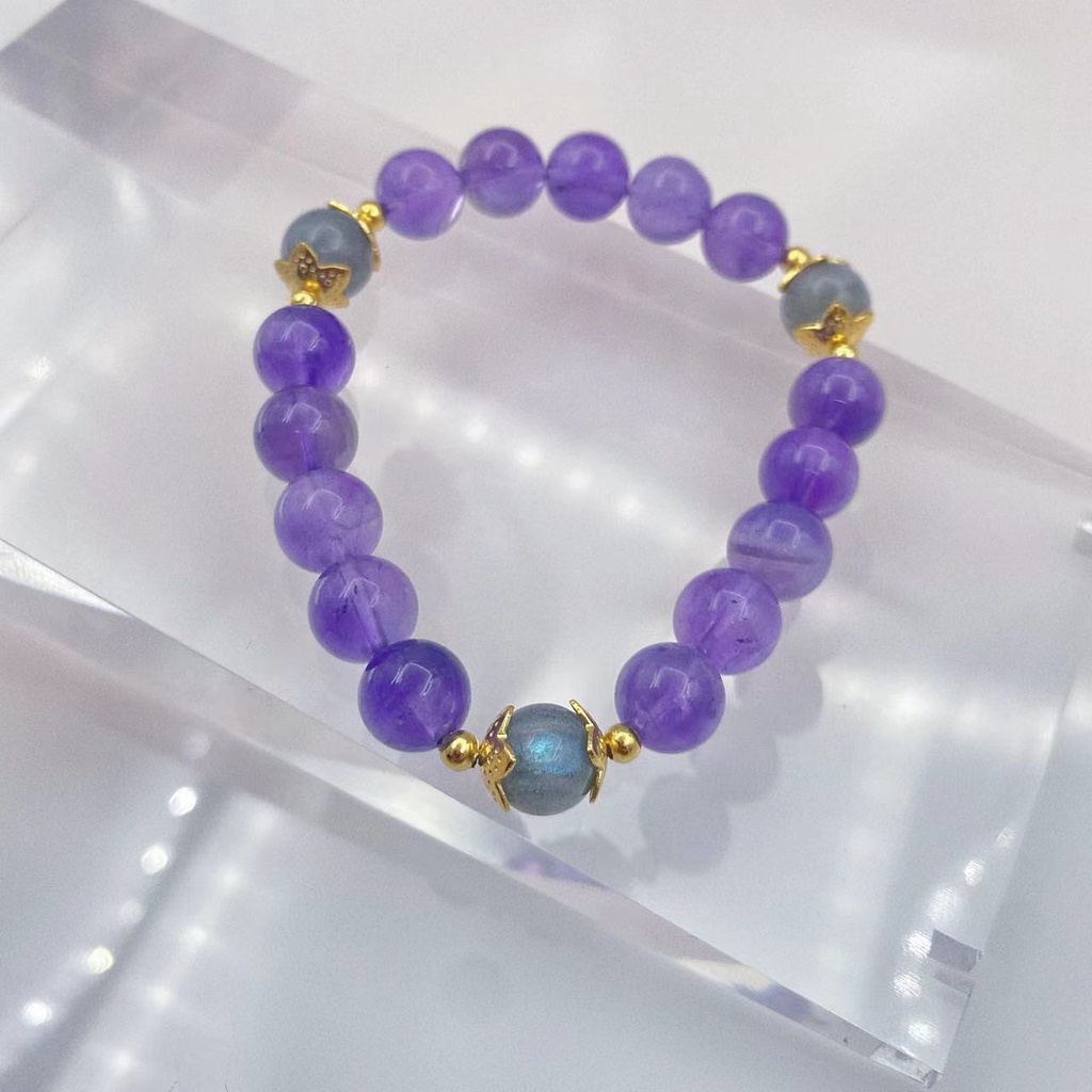 Gelang Kristal Energi Positif Natural Amethyst Moonlight Untuk Wanita