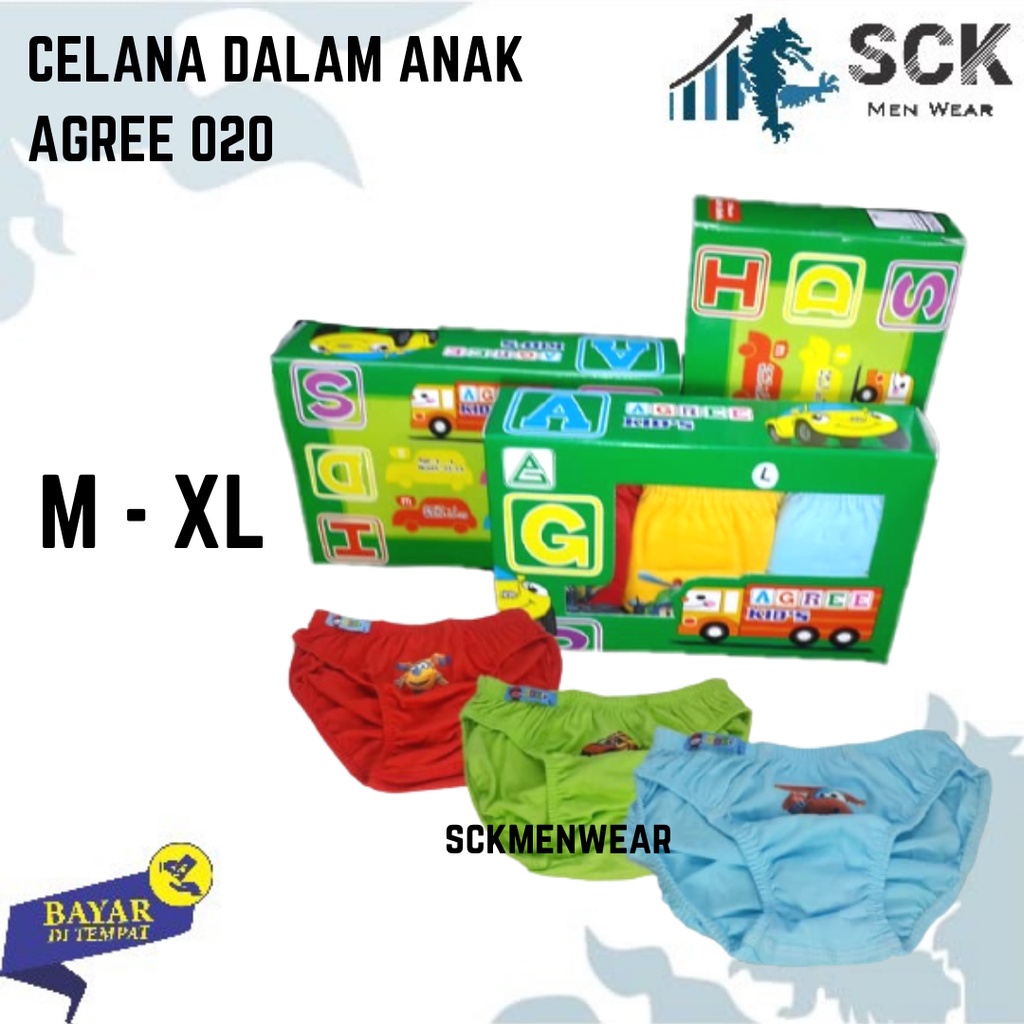 [ISI 3] CD Anak AGREE 020 Aneka Warna Polos / CD Anak Motif / Pakaian Dalam Anak AGREE Kids - sckmenwear GROSIR