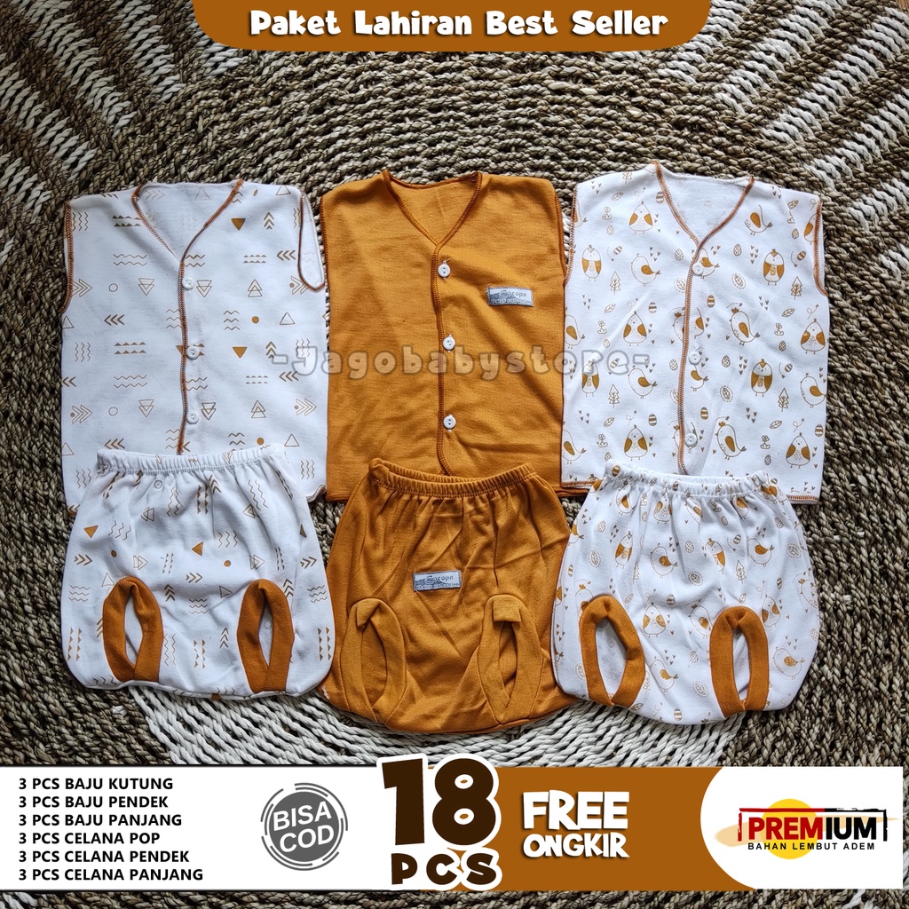 18 Pcs Baju Celana Bayi Paket Melahirkan Paket Lahiran Warna Mustard Kuning Telur Elegant