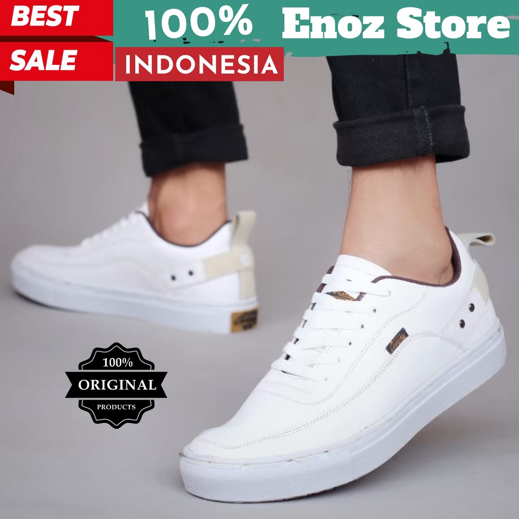 Sepatu Putih Casual Formal Pesta Pria Slip On Slop Mockasin Dokter Perawat Kulit Asli Original Handmade Berkualitas Original model BTS Korean Style Enoz Kazan