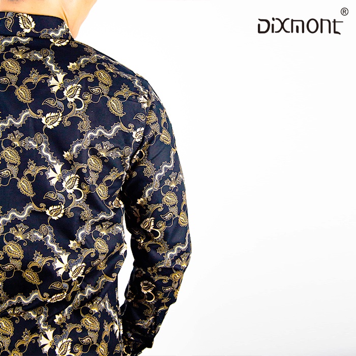 Dixmont Kemeja Batik Pria Basic Formal Lengan Panjang Hem BL01122