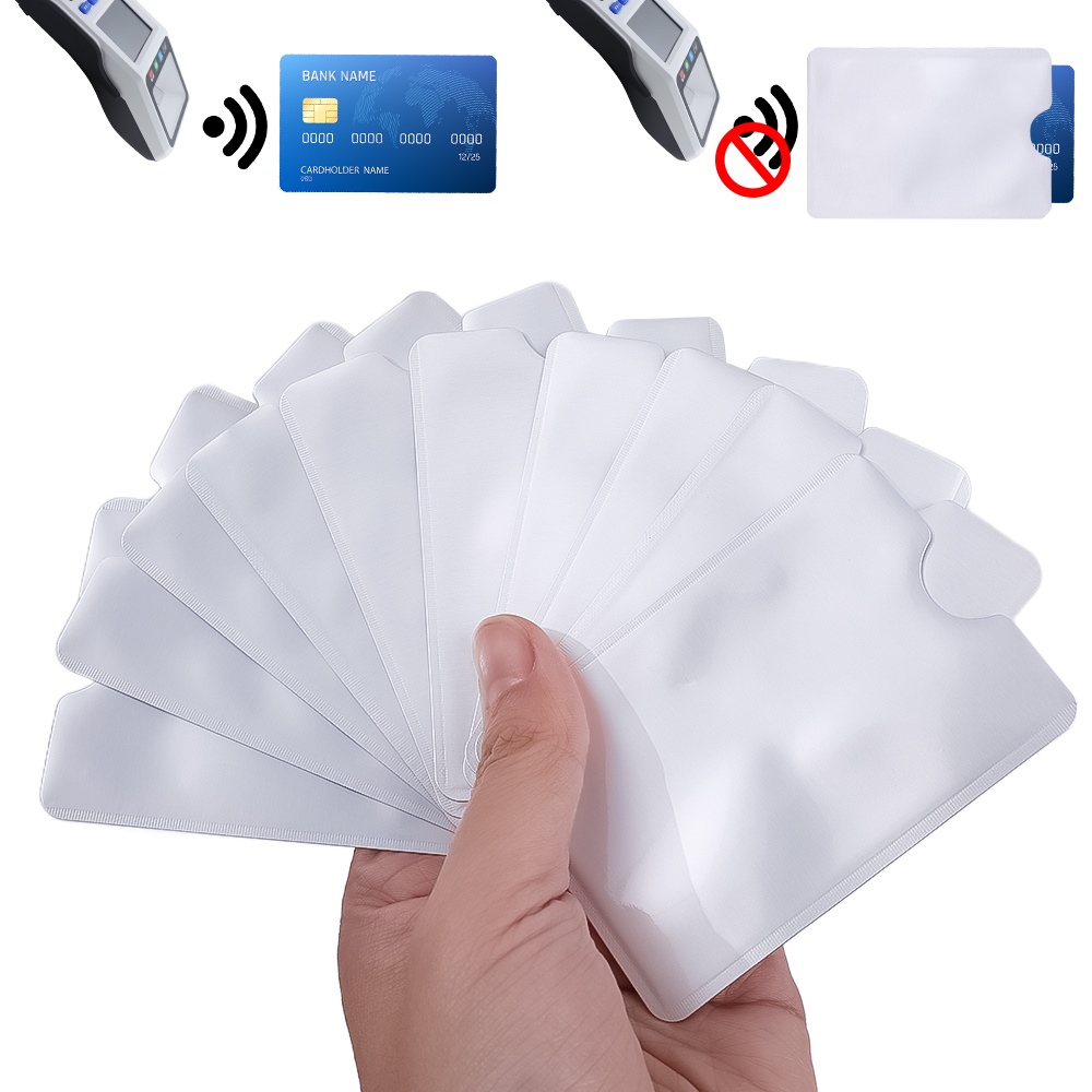 Pelindung Kartu ID Card Swipe Anti Maling Anti-RFID Scanning Shielding Bag 10Pcs Aluminium Foil Anti-Degaussing Bank Card Holder