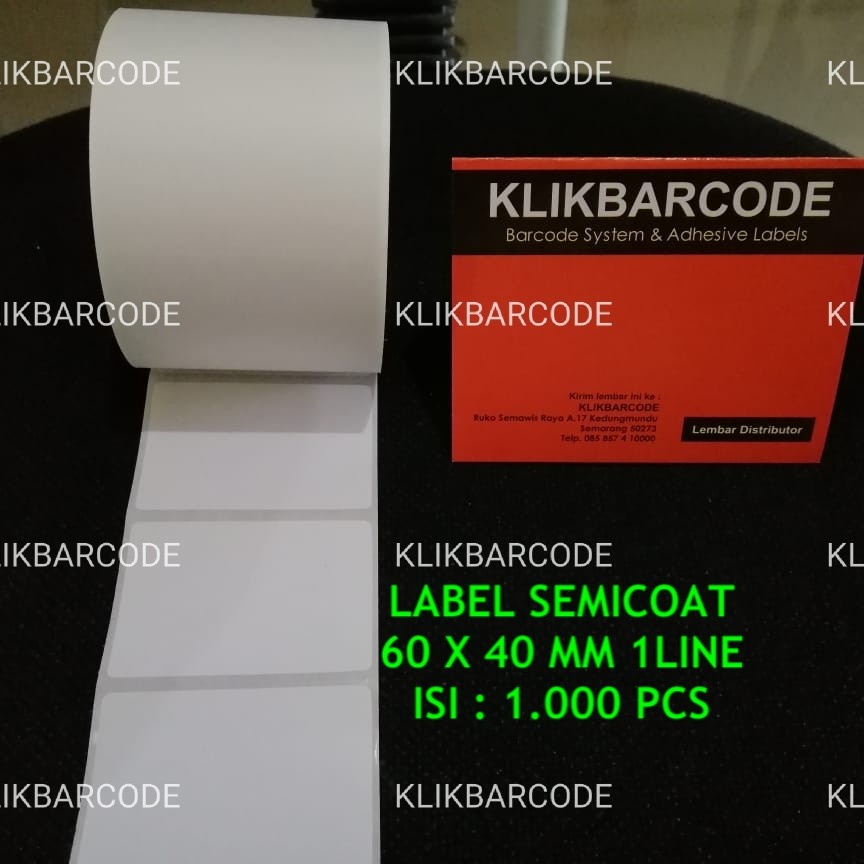 

MURAH STIKER LABEL BARCODE SEMICOATED 60 X 40 | 60X40 ISI 1000 PCS CORE 1" MURAH