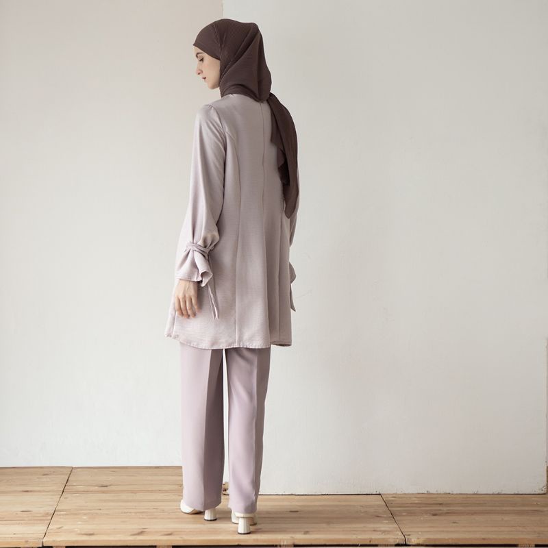 Akshaya by Aska Label - Tunik wanita blouse bahan crinkle anti kusut dusty Lilac