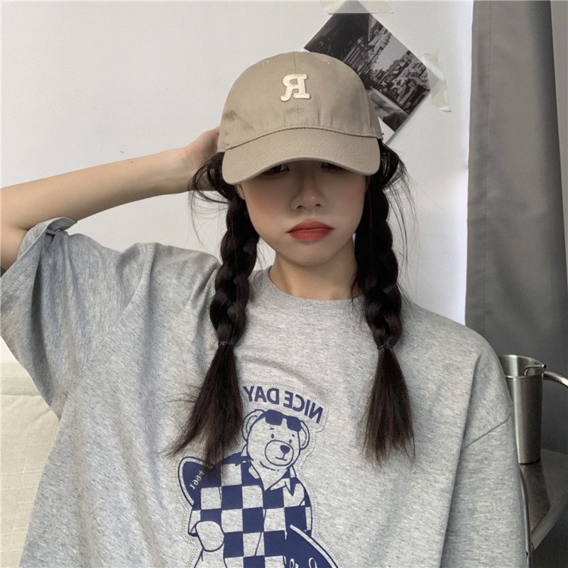 Topi Baseball R Bordir Alfabet Tren Versi Korea Lembut Top Hip Hop