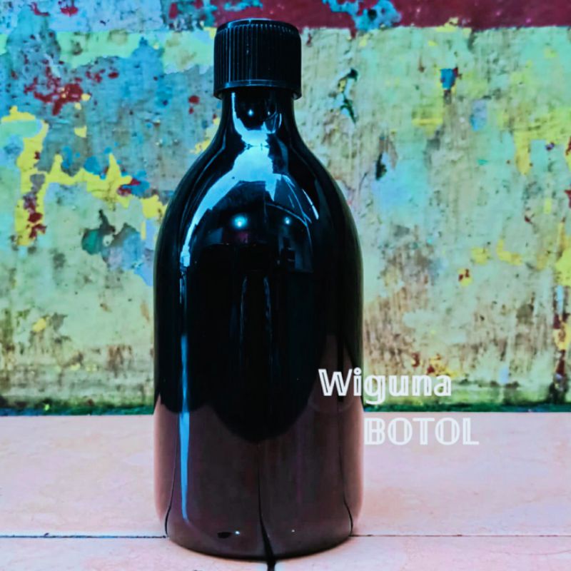 Botol Ulir 300ml Hitam Plastik