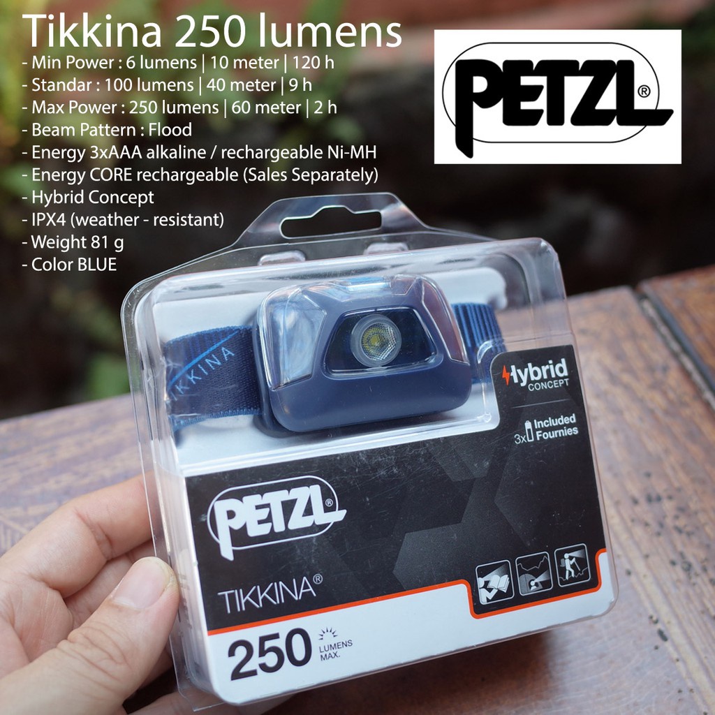 Headlamp Senter Kepala Petzl Tikkina 250 lumen
