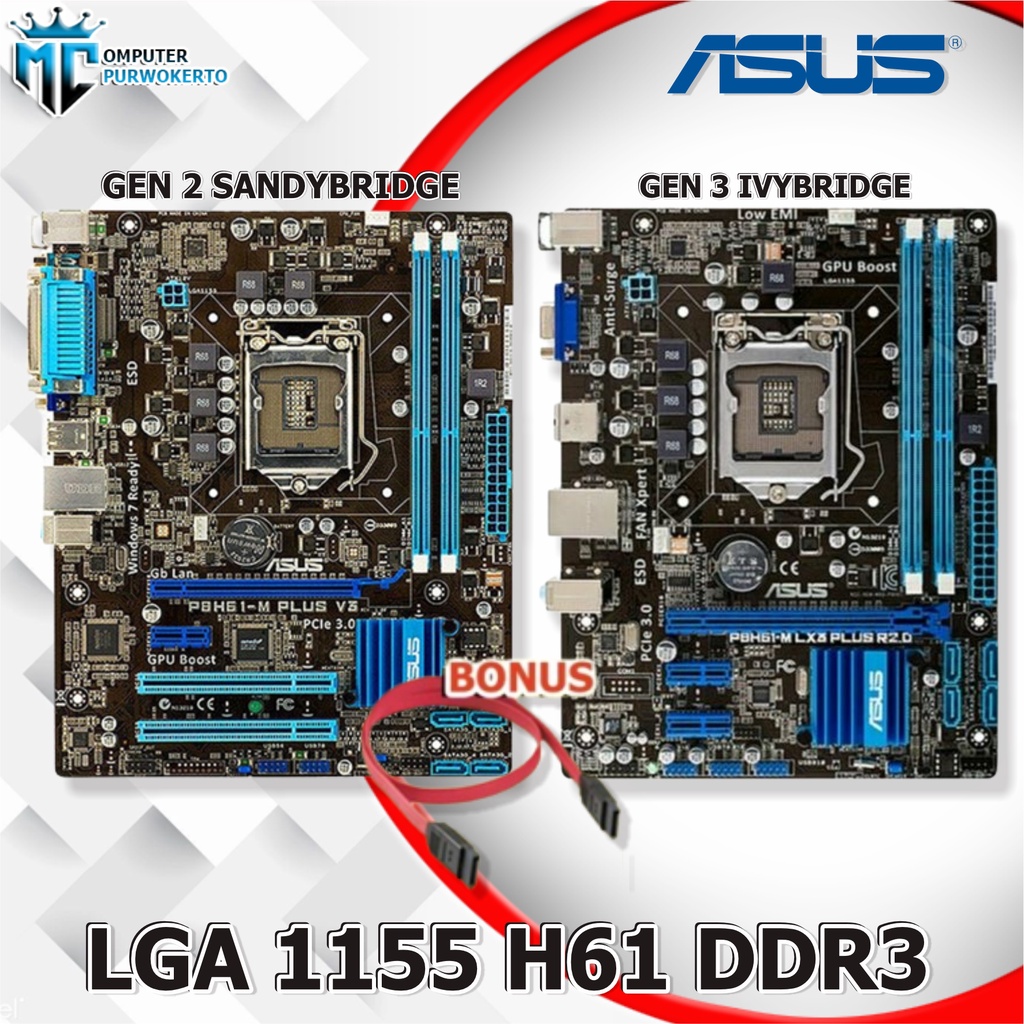 Mainboard Intel H61 Asus LGA 1155 Support Ivy Bridge Gen3