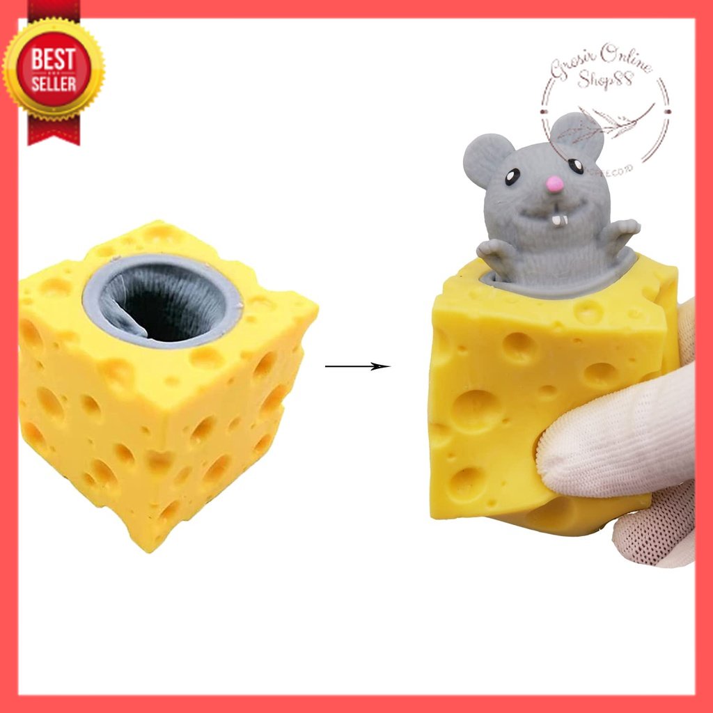 GOS -B413- Mainan Squishy Tikus Keju - Squishy Karet Silikon - Mainan Squishy Pencet - Tikus Keju Mainan Anak Karet