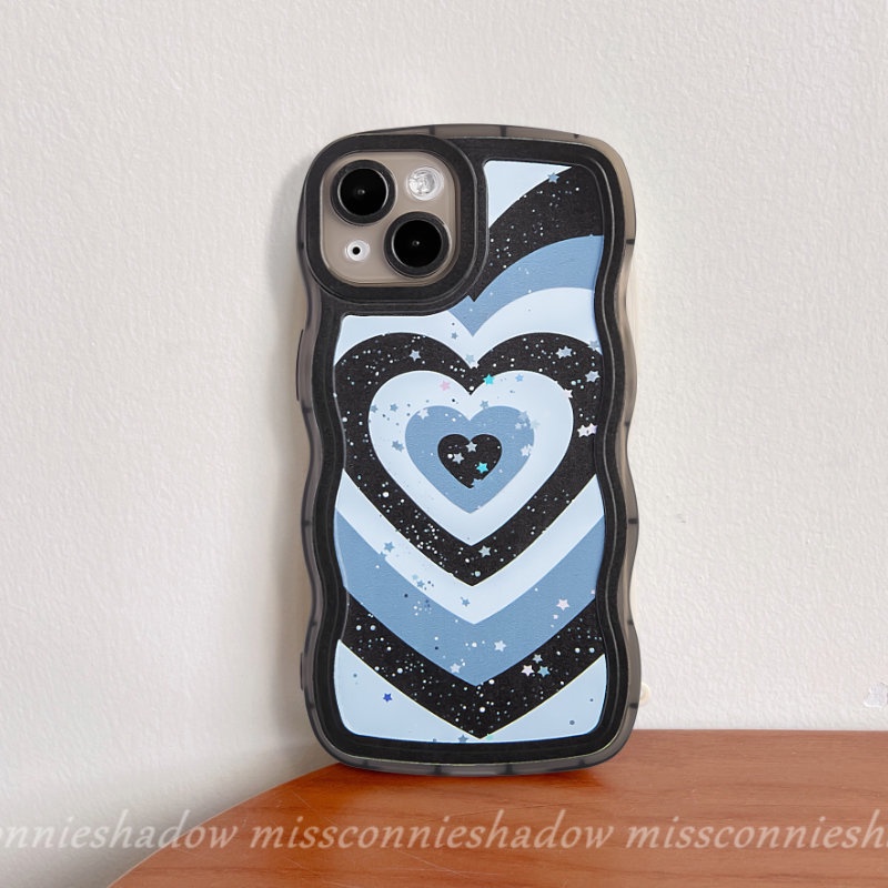 Gradasi Love Heart Case OPPO A15 A17 A12 A16s A16 A3s A95 A52 A57 A96 A7 A53 A55 A17K A77s A5s A74 A54 A1k A76 A77 A5 A9 A16K Reno 86 7Z 8Z Bling Bintang Wavy Edge Soft Tpu Sarung