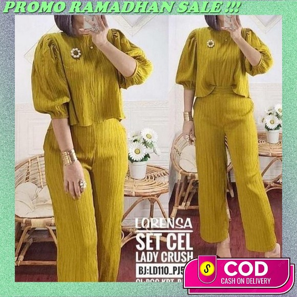 Stelan Celan Atasan Fromal Simple / Blouse Pants Set Cewek Kekinian / Set Celana Baju / Set Hijab Te